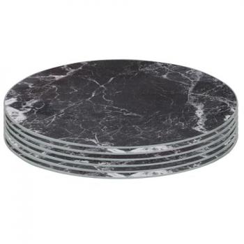 Timeless Black Marble 30cm Glass Table Placemats – 6 Piece Bundle