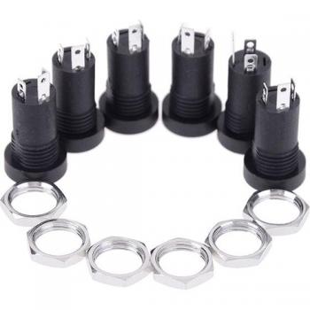 Conector de audio 3,5 mm (2 unids) negro con tuercas para montaje en panel