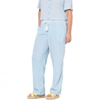 Ulla Popken Rosa Seersucker-Streifenhose, große Größe 42/44, Damenmode