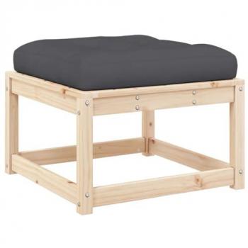 VidaXL Solid Wood Pine Garden Footstool/Ottoman with Cushions
