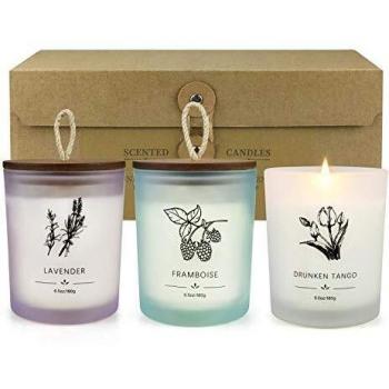 Candele Profumate a Lavanda, Set Regalo Donna