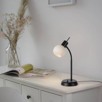 Loki Black Table Lamp with Iron Base and Glass Shade