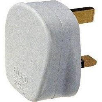 13A White 3 Pin Fused Plug