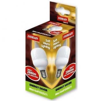 0 x 25w Round E27 Screw in Light Bulbs = 7w Watt CFL Mini Golf Warm White Lamps