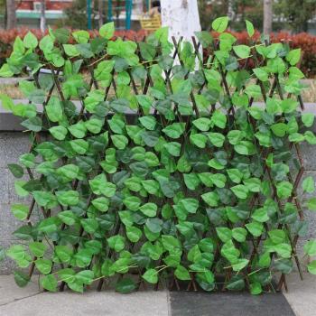 Valla de Jardín de Madera con Decoración de Hoja Verde Artificial