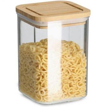 Vaso Zeller 800 ml, Coperchio Bambù, Design Trasparente