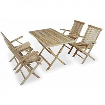 Gartenmöbel Set: 5-tlg. Teak Massivholz Essgruppe