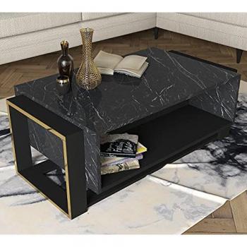 Table basse Chic KILIA Noir Or Bords Dorés