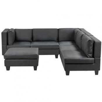 Canapé Modulaire 5 Places avec Ottoman Noir