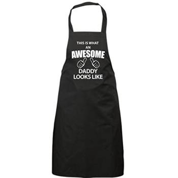 Black Culinary Apron for Dads: “What an Awesome Daddy Looks Like” Edition