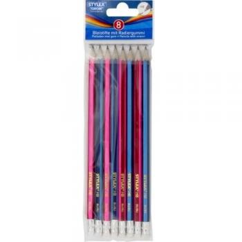 8er Set Bleistifte mit Radiergummi