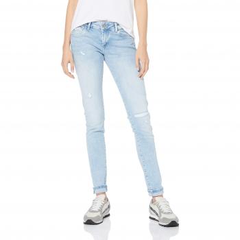 Pepe Jeans Pixie, Jeans Tapered Mujer, Azul (Destroy Denim Re0), W26/L30