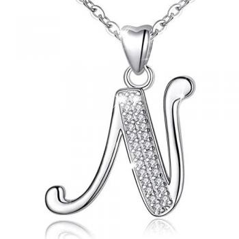 Collier Lettrine – Chaîne 45,7 cm en Argent 925 avec Zircon