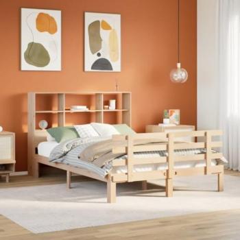 Doppelbett aus massivem Kiefernholz mit Regal 150x200 cm