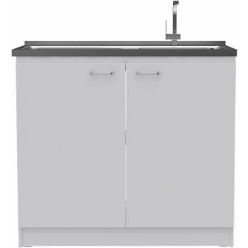 Sous‑Évier Napoli – 90×100×50 cm, Blanc avec étagères