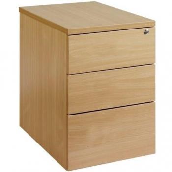 Deluxe 3‑Drawer Mobile Pedestal with Solid Base – Beech (609 × 426 × 600 mm)