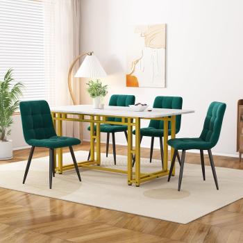 Conjunto “Lujo Terciopelado” – Mesa 120x70 con Patas Doradas