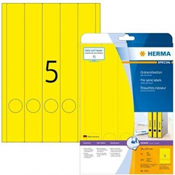 Herma 5131 Yellow Adhesive File Stickers A4 38 x 297 mm