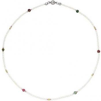 JOBO Halskette mit Perlen, Peridot und Turmalin, 45 cm