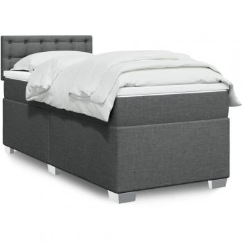 Box Spring Bed with Mattress Dark Grey 90x200 cm Fabric
