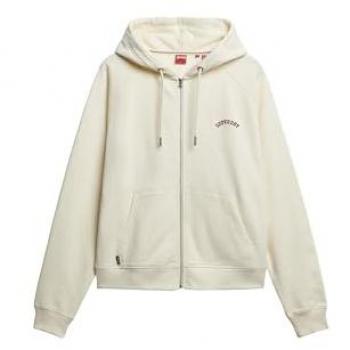 Superdry Damen Lässig-Kapuzenjacke Essential, beiges Logo, M