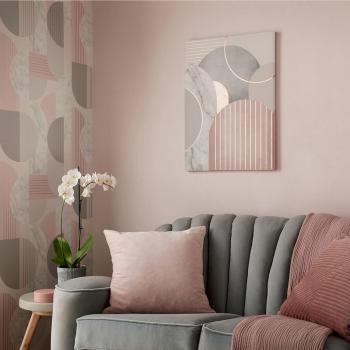 Art for the Home Pink & Grey Art Deco Geometric Metallic Printed Canvas