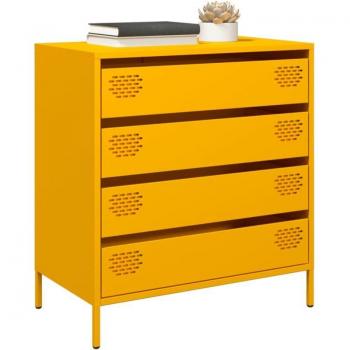 Mueble de Almacenamiento TORANA: Acero Laminado Frío amarillo mostaza – 68 x 39 x 73,5 cm