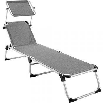 Sdraio Aurelie grigio-mélange con Schienale Regolabile in 6 Posizioni e Pieghevole per Facilità di Trasporto