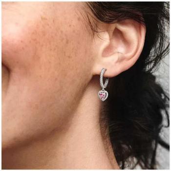 Pandora Pendientes de aro en plata de ley Corazón Halo Brillante 291445C01, para Mujer