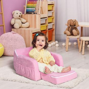 2-in-1 Flannel Foam Toddler Sofa
