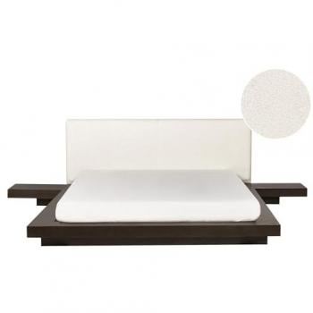 Lit Compact Zen 160x200 cm, Tête Bouclée LED, Deux Tables de Nuit