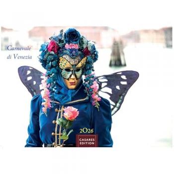 Venedig Karneval Kalender 2026 50x35 cm -Wandkalender mit Karneval-Fotos, fantasievollen Masken und Kostümen