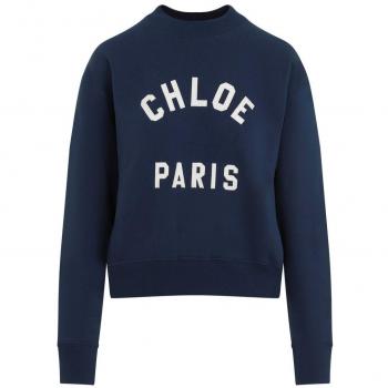Chloé , Blue Mock-neck Cropped Sweater ,Blue female, Sizes: S