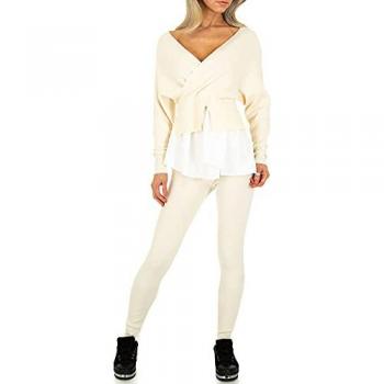 Ital-Design Wickel-Freizeitanzug für Damen in Beige
