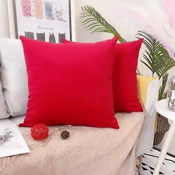 Elegant Carmine Velvet Square Pillowcase