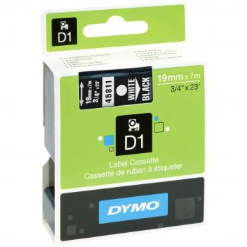 DYMO Authentic D1 Self‑Adhesive Labels, White on Black – 19 mm × 7 m