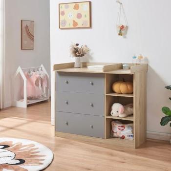 Commode Beldinupp à langer, 93 x 110 x 55 cm – effet bois chêne gris