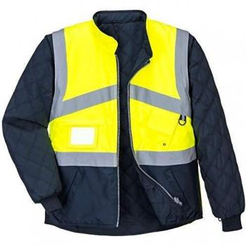 Oxford Weave 300D Hi Vis Reversible Jacket, Large, Yellow/Navy