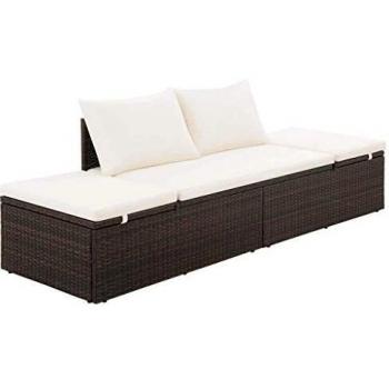 Lit de jardin marron 195x60 cm en résine tressée