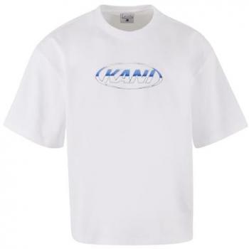 Top Karl Kani a maniche corte bianco/azzurro con stampa logo