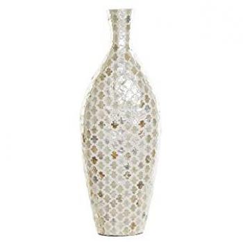 Jarrón dkd home decor marrón crema bambú nácar árabe 24x16x59 cm