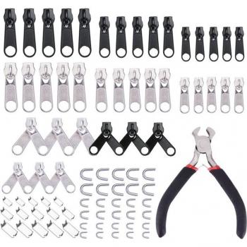 Complete Zipper Repair Kit 10 pcs with Puller and Sewing Tools