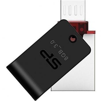 SiliconPower SP008 – 8 GB USB‑Flashstick mit OTG‑Funktion, Silber