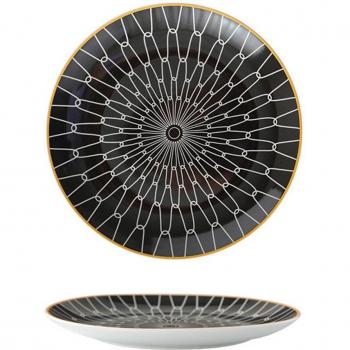 8 Inch Geometric Dessert Plate in Zebra Pattern