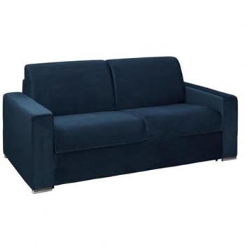Terciopelo Azul Noche Sofá Cama 3 Plazas con Somier Lámina