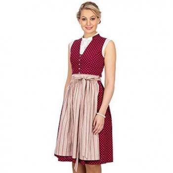 SENIA MarJo Midi Dirndl – 2‑teilig, 65 cm, Farbe Bordeaux, Größe 32
