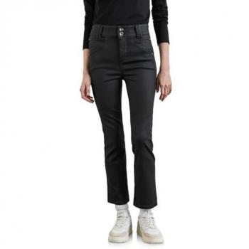 Damen Bootcuthose STREET ONE, Leder-Optik, Gr. 44, Länge 28, schwarz