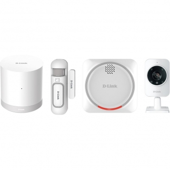 D-Link DCH-107KT Kit di Sicurezza Domestica Intelligente con Wi-Fi HD, Sensore per Porte/Finestre, Sirena d'Allarme e Videocamera di Sorveglianza, Bianco