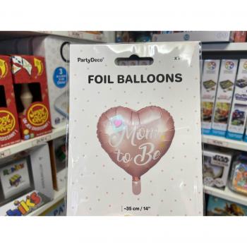 Folienballon Mom to Be in Herzform rosa