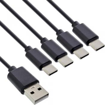 USB 4in1 Y Cable – 1x USB‑A a 4x USB‑C, nero, 2 m, 25 W